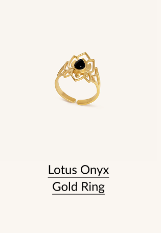 Lotus Onyx Gold Ring