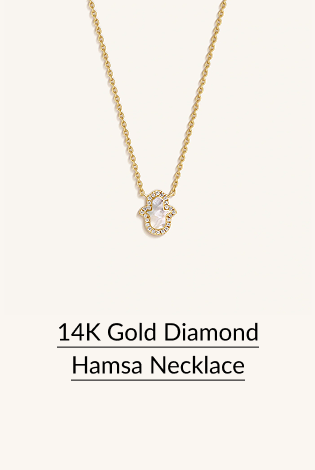 14K Gold Diamond Hamsa Necklace