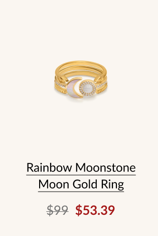 Rainbow Moonstone Moon Gold Ring