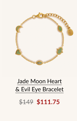 Jade Moon Heart & Evil Eye Bracelet