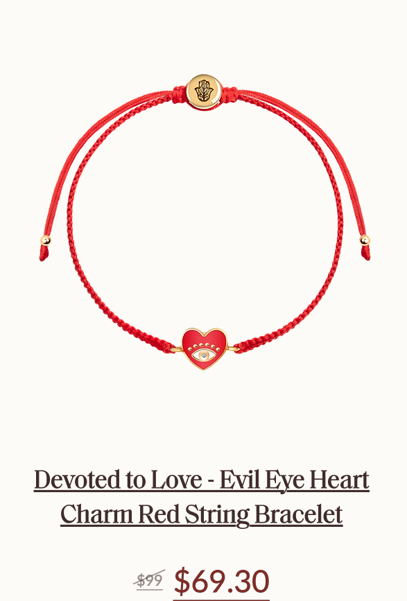 Devoted to Love - Evil Eye Heart Charm Red String Bracelet