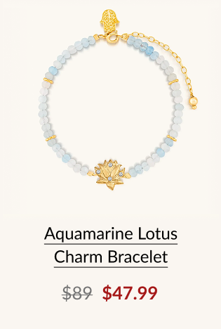 Aquamarine Lotus Charm Bracelet
