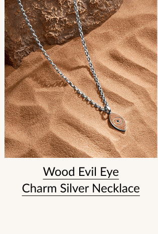 Wood Evil Eye Charm Silver Necklace