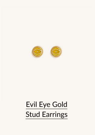 Evil Eye Gold Stud Earrings