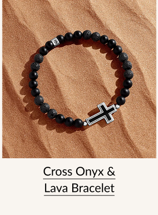 Cross Onyx & Lava Bracelet
