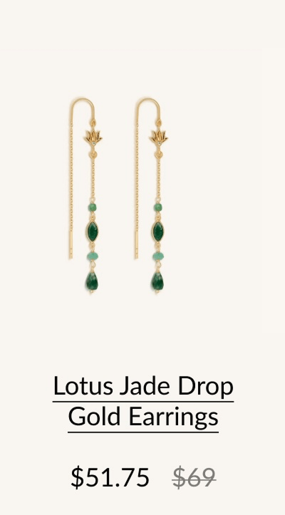 Lotus Jade Drop Gold Earrings