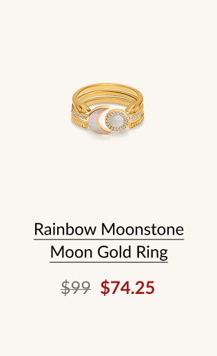 Rainbow Moonstone Moon Gold Ring