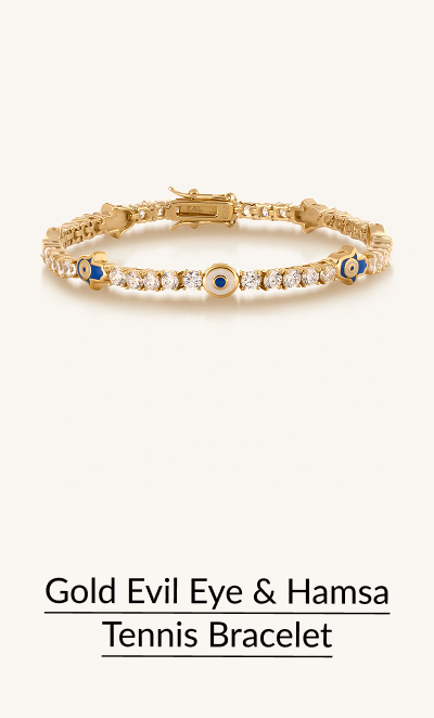 Warden of Peace Gold Evil Eye & Hamsa Tennis Bracelet