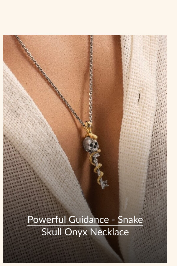 Powerful Guidance - Snake Skull Onyx Necklace
