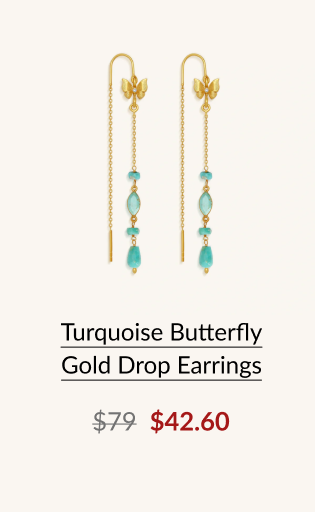 Turquoise Butterfly Gold Drop Earrings