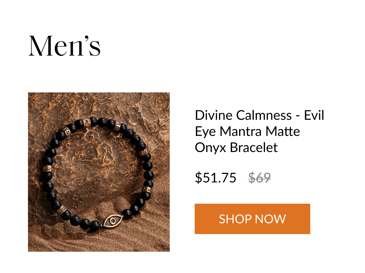 Divine Calmness - Evil Eye Mantra Matte Onvx Bracelet
