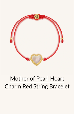 Mother of Pearl Heart Charm Red String Bracelet
