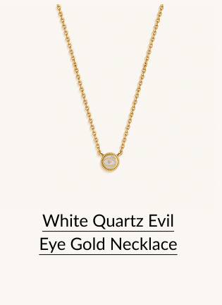 White Quartz Evil Eye Gold Necklace