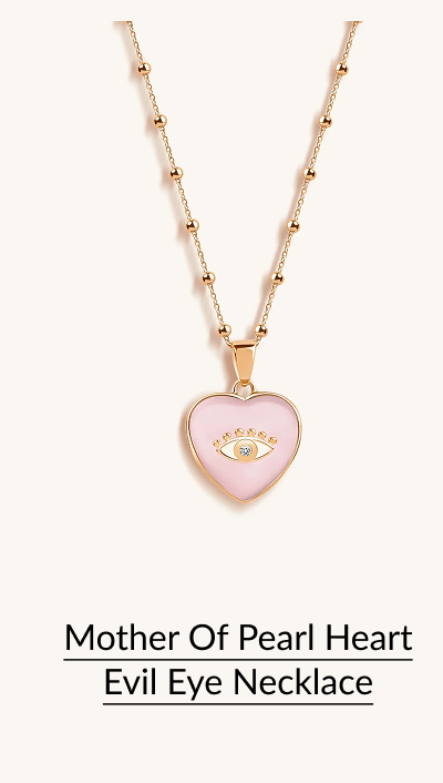 Harmonious Emotions - Mother Of Pearl Heart Evil Eye Necklace