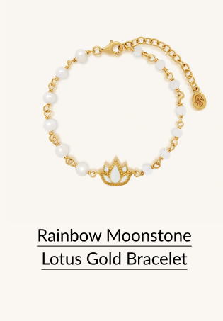 Rainbow Moonstone Lotus Gold Bracelet