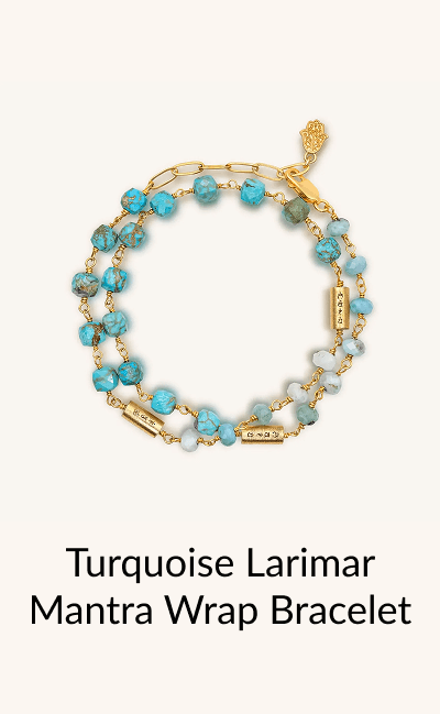 Turquoise Larimar Mantra Wrap Bracelet