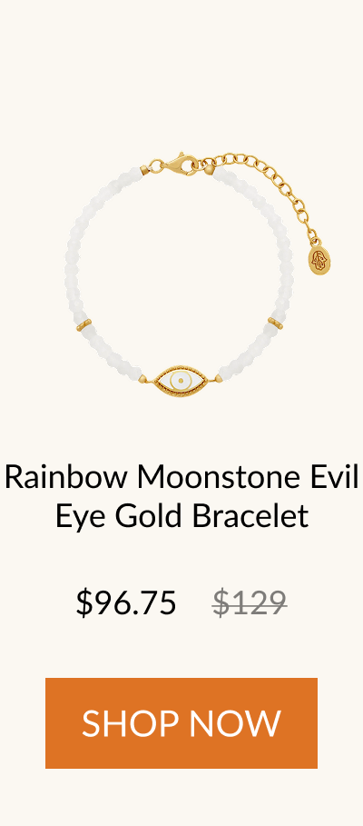 Rainbow Moonstone Evil Eve Gold Bracelet $96.75