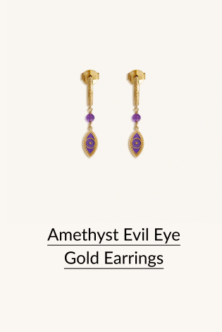 Amethyst Evil Eye Gold Earrings
