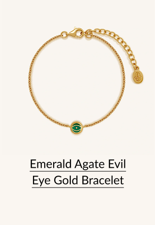 Emerald Agate Evil Eye Gold Bracelet