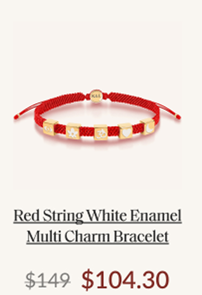 Seek Wisdom - Red String White Enamel Multi Charm Bracelet