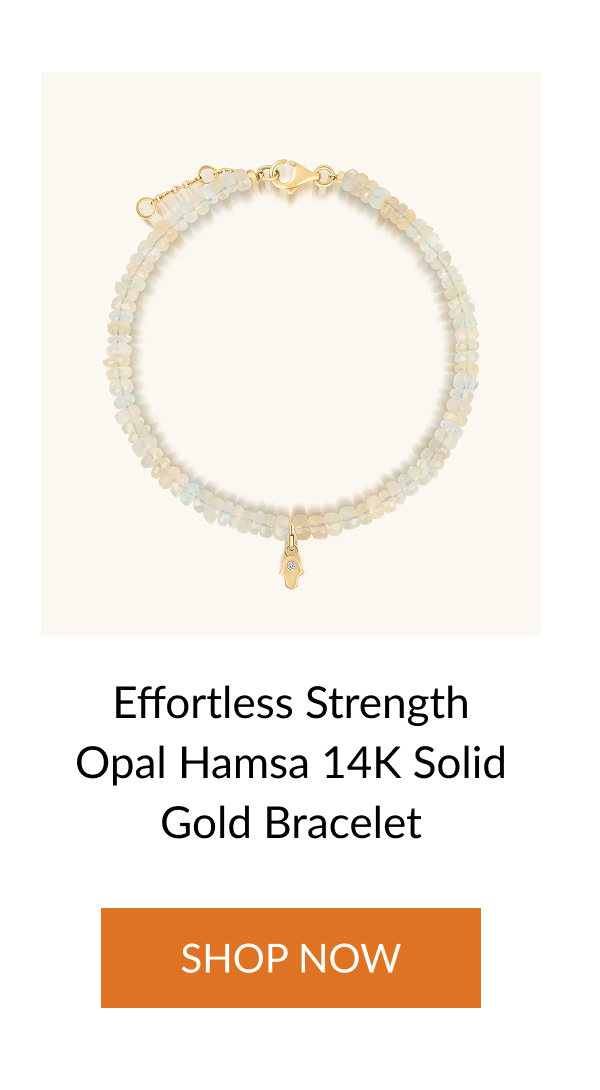 Effortless Strength Opal Hamsa 14K Solid Gold Bracelet