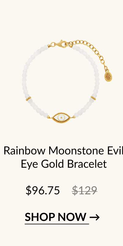 Rainbow Moonstone Evil Eve Gold Bracelet $96.75