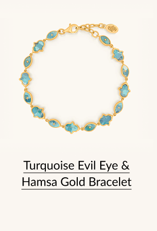 Turquoise Evil Eye & Hamsa Gold Bracelet
