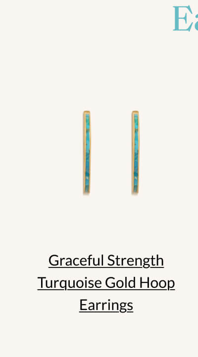 Graceful Strength Turquoise Gold Hoop Earrings
