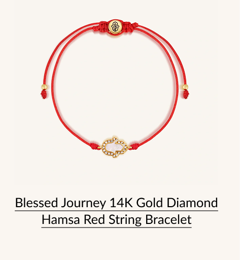 Blessed Journey 14K Gold Diamond Hamsa Red String Bracelet