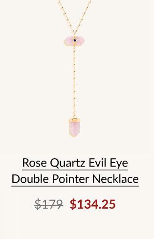 Rose Quartz Evil Eye Double Pointer Necklace