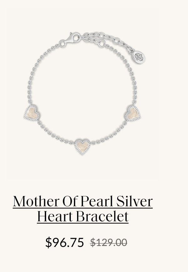 Mother Of Pearl Silver Heart Bracelet $96.75