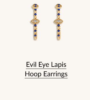 Evil Eye Lapis Hoop Earrings