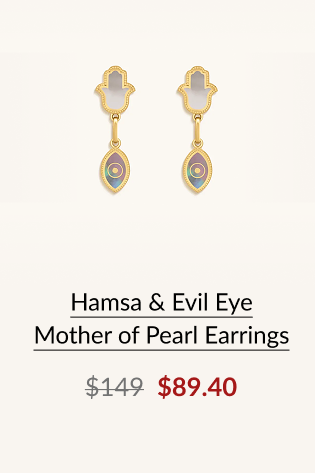Hamsa & Evil Eye Mother of Pearl Earrings