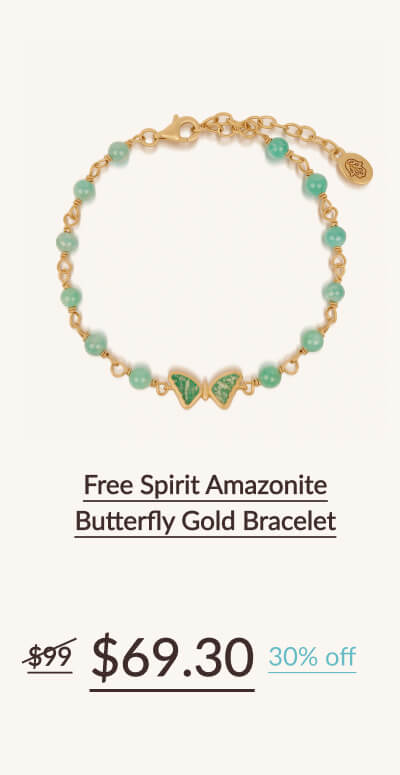 Free Spirit - Amazonite Butterfly Gold Bracelet