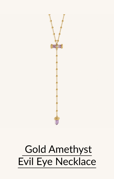 Gold Amethyst Evil Eye Necklace