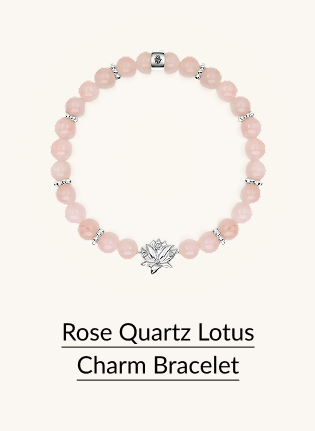 Rose Quartz Lotus Charm Bracelet