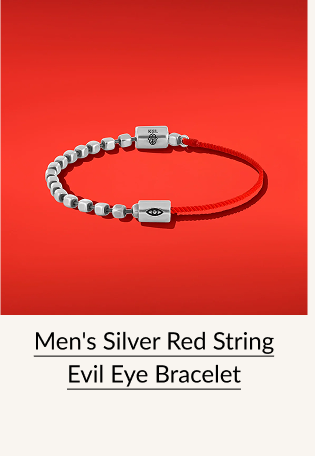 Men's Silver Red String Evil Eye Bracelet