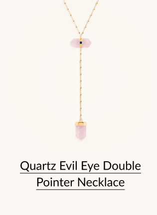 Quartz Evil Eye Double Pointer Necklace