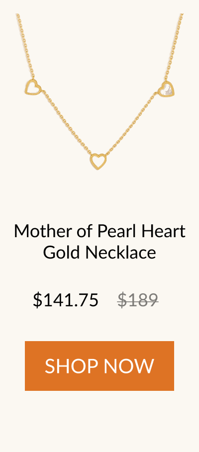 Mother of Pearl Heart Gold Necklace $141.75