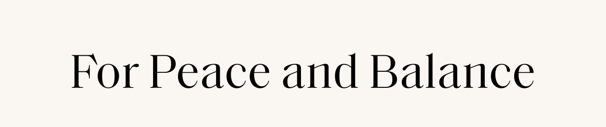 For Peace and Balance