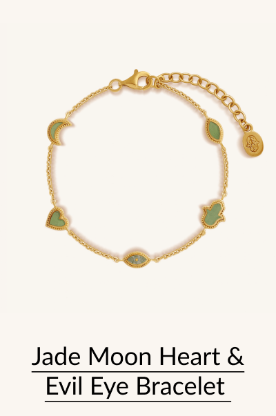 Jade Moon Heart & Evil Eye Bracelet