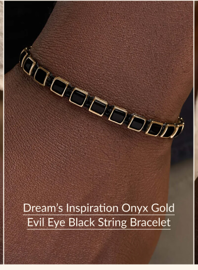 Dream's Inspiration Onyx Gold Evil Eye Black String Bracelet