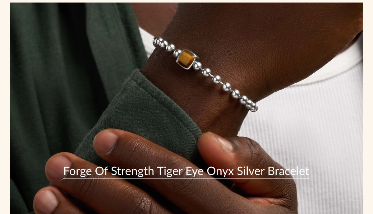Forge of Strength Tiger Eye Onyx Silver Bracelet
