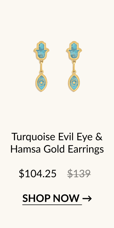 Turquoise Evil Eye & Hamsa Gold Earrings