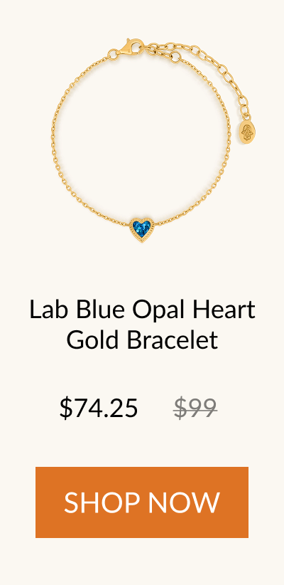 Lab Blue Opal Heart Gold Bracelet $74.25