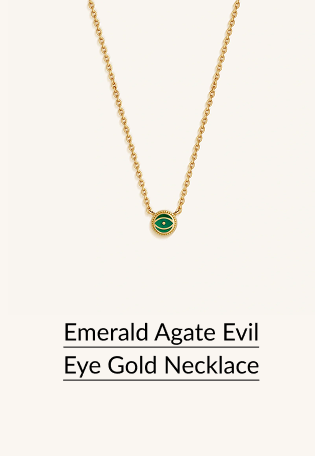 Emerald Agate Evil Eye Gold Necklace