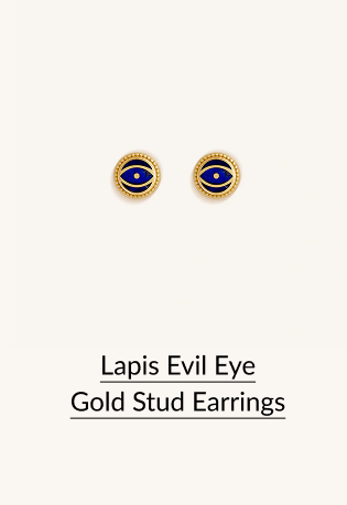 Lapis Evil Eye Gold Stud Earrings