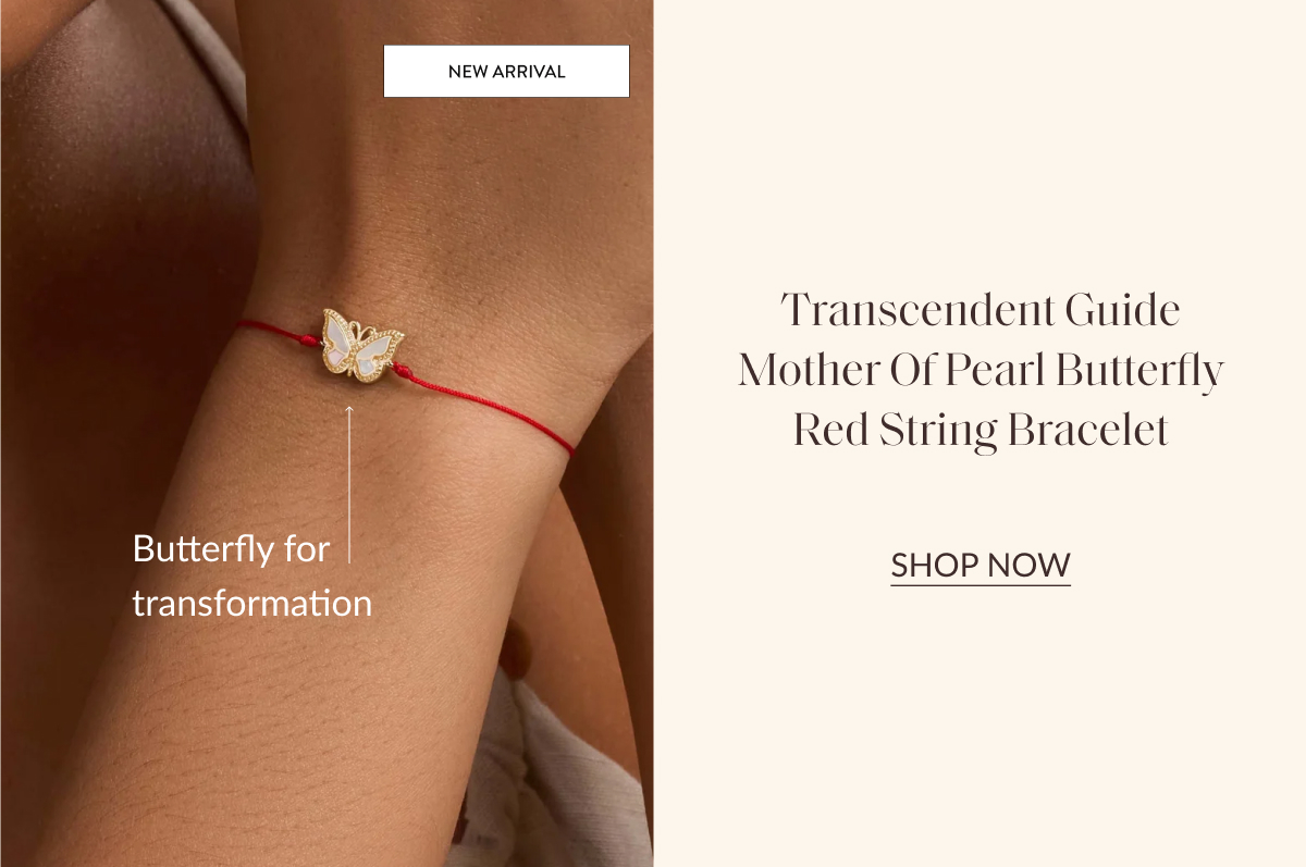 Transcendent Guide Mother of Pearl Butterfly Red String Bracelet