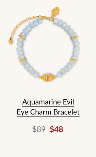 Aquamarine Evil Eye Charm Bracelet