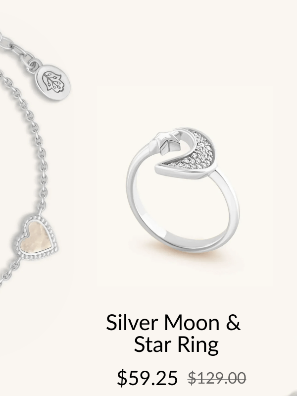 Silver Moon & Star Ring $59.25